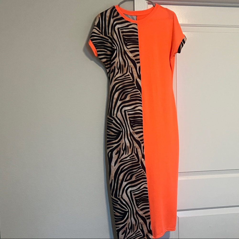 Orange and Zebra Print Dress
